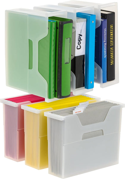 6-Pack Small Desktop File Box with Open Lid, Clear