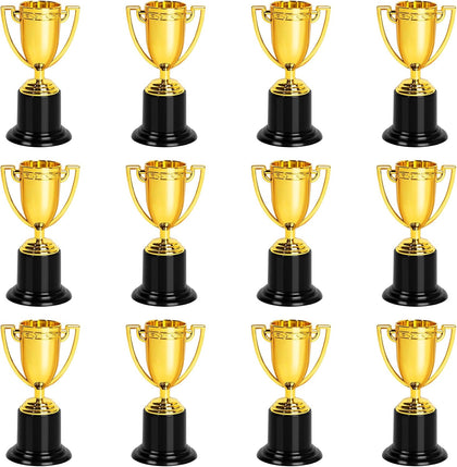 Mini Trophies, 4 Inch Mini Gold Award Trophy Cup, Plastic Gold Award Trophy Cups, Golden Award Trophy Cups Set for