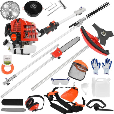Gas Weed Wacker Cordless 2 in 1 String Trimmer, 52cc 2 Cycle Weed Eater with Anti-Slip Handle Brush Cutter Garden