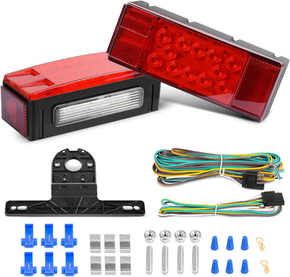2PCS Rectangular Submersible LED Trailer Light Kit,IP68 Waterproof