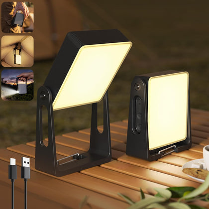 Rechargeable Camping Light Lamp, 2 Pack 4000mAh Dimmable LED Battery Powered Camping Lanterns with 360° Rotatable