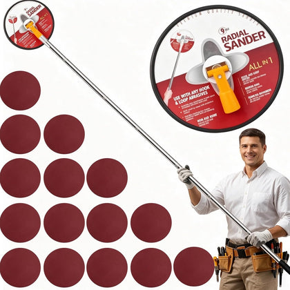 Drywall Sander Pole, 9 Inch Wall & Ceiling Pole Sander with 360° Rotating Head & 12.5-65 Inch Adjustable Extension