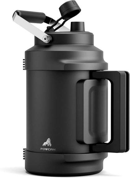 1 Gallon Insulated Water Bottle for Travel: 2-in-1 Straw Spout Lid, Dual Handle, Leakproof, Keep Cold 48H, 128oz