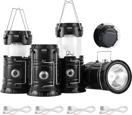 Collapsible Portable Solar Camping Lantern, USB Rechargeable LED Flashlight - Survival Kits for Power Outages