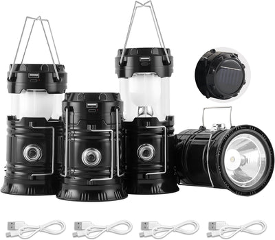 Collapsible Portable Solar Camping Lantern, USB Rechargeable LED Flashlight - Survival Kits for Power Outages