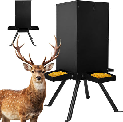 Deer Feeder 60-70 lbs, Weatherproof Deer Feeders, Heavy Duty Metal Gravity Deer Feeder with 4 Feeding Tray and 4-Leg