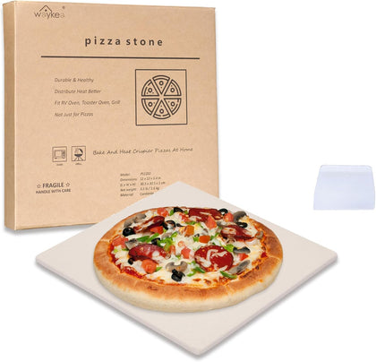 12" x 12" Cordierite Square Pizza Stone for Oven or BBQ Grill