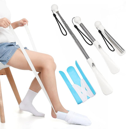 Sock Aid Kit -Sock Aide Device for Seniors with Adjustable Shoe Horn, Flexible Sock Helper Easy On Easy Off, Sock