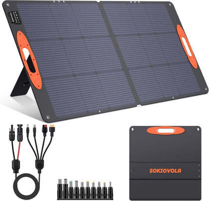 N-Type 16BB 110W Portable Solar Panel for EF/Jackery/Bluetti/Anker Power Station, 25% High Efficiency ETFE Foldable