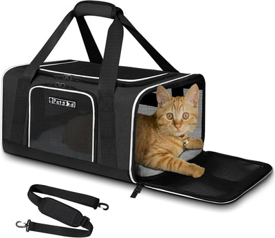 Small Pet Carrier 17" L x 11" W x 9.5" H Airline Approved, Black