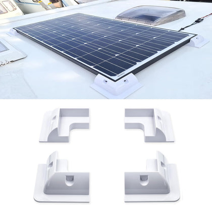 Solar Panel Mounts Bracket Set of 4pcs (White), Drill Free ABS Corner Roof Brackets Mounting Kit, Durable Solar Mount