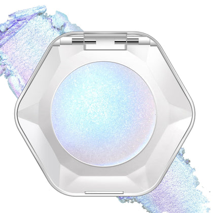 Blue Holographic Duochrome Glitter Eyeshadow, Multichrome Rich Color Shimmer Creamy Metallic Eyeshadow, Half Magic