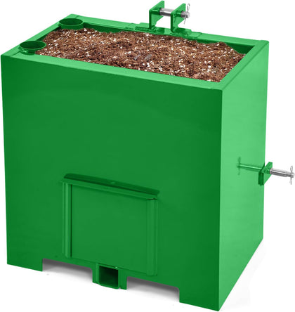 3 Point Hitch Ballast Box for Category 1 Tractor, 800lbs Weight Ballast Height Box with 2'' Quick Trailer Hitch