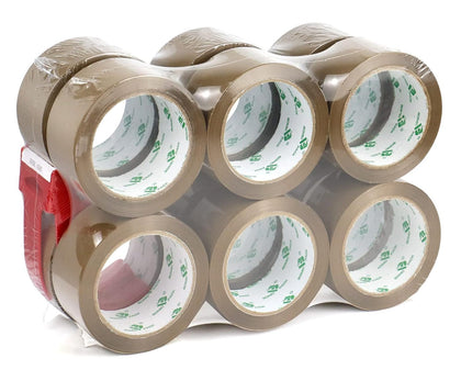 Brown Packing Tape Refills, Heavy Duty 12Rolls with 1 Dispenser for Packaging, Shipping and Moving, 2.4Mil 1.88 Inch