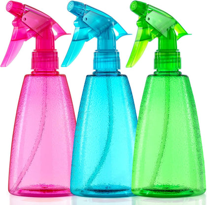 Spray Bottles 3-Pack, 16 Oz, Mist & Stream, Plastic Water Spray Bottle for Hair, Essential Oils, Plants, Cleaning