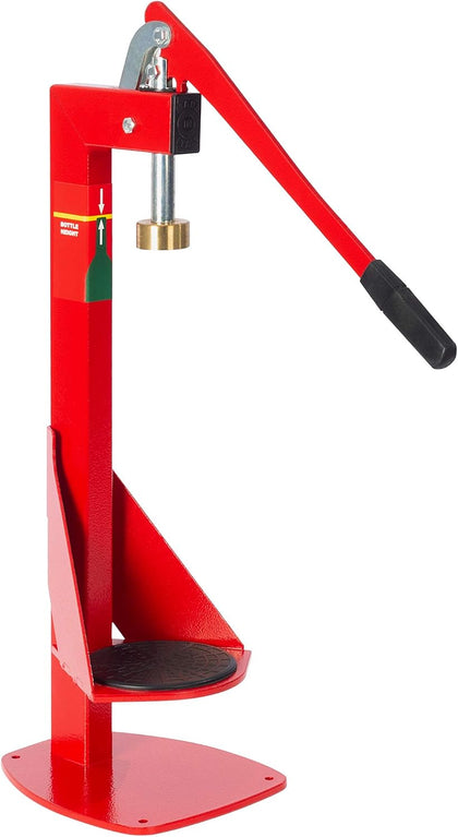 Heavy Duty Bench Bottle Capper - Compatible with 2 Sizes of Caps - All Metal - Professional Grade - Made in Italy