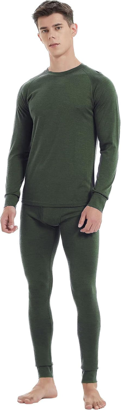 Mens 100% Merino Wool Base Layer Set Active Thermals | Thermal Underwear for Men, Winter Long Johns, Cold Weather