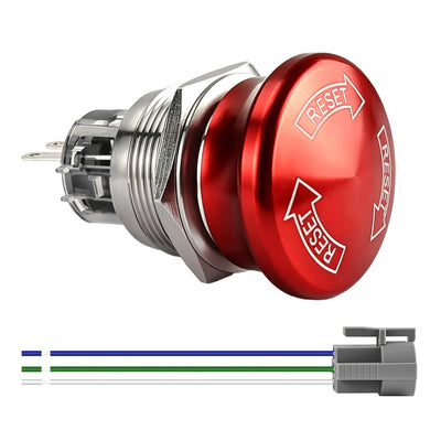 22mm Latching Metal Emergency Stop Push Button Switch,12V-250V 7/8" Mounting Hole A Stainless Steel 1NO 1NC with Socket 1PCS.