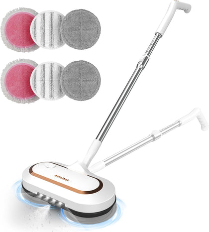 Cordless Electric Mop for Floor Cleaning, Dual Spin with LED Headlight, Water Spray, Long-Lasting Battery