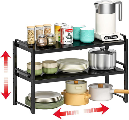 12" Wide 100LBS Loading-Bearing Heavy Duty Kitchen Storage Shelf, Expandable Cabinet Shelf Organizer, Stackable
