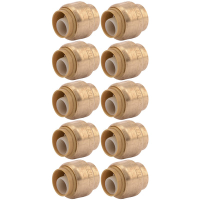 SharkBite 1/2 Inch Push Cap, Pack of 10, Push to Connect Brass Plumbing Fitting, PEX Pipe, Copper, CPVC, PE-RT, HDPE, U514LFCP