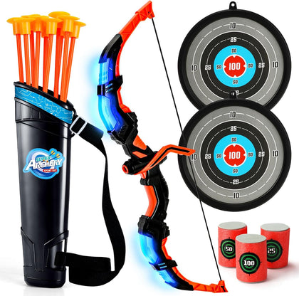 Bow and Arrow Toys for Kids 4 6 8 12, Light Up Kids Bow and Arrow Set, Kids Archery Bows Set for Kids with Targets