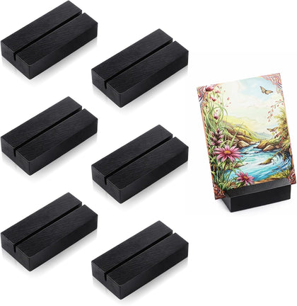 Wood Place Card Holders, 6 PCS Black Table Number Holders, Wood Stand for Wedding Party Events Exhibition Decoration