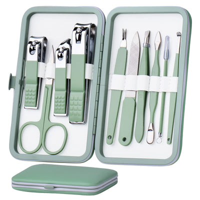 Manicure Set 10 in 1 Stainless Steel, Nail Clippers Scissors Pedicure Tools Kit - Portable Travel Grooming Kit for