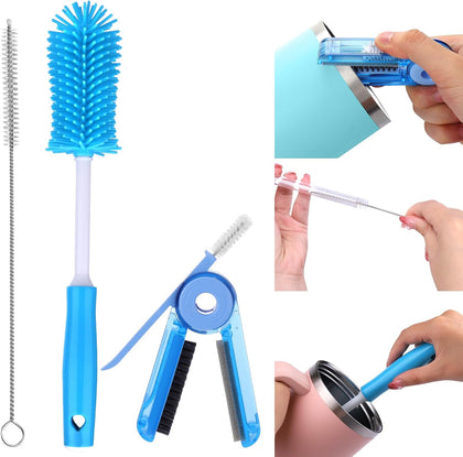 Water Bottle Cleaner Brush Kit for Owala/Stanley/Yeti Tumbler Cup | Multifunctional Bottle Brush and Long Straw