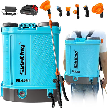 4 Gallon Battery Powered Backpack Sprayer, 100 PSI Adjustable Electric Weed Sprayer for Lawn & Garden, Compatible