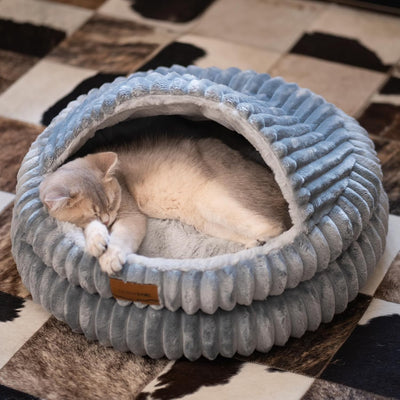 Cat Cave Bed for Indoor Cats Covered Hooded Pet Bed with Cushion