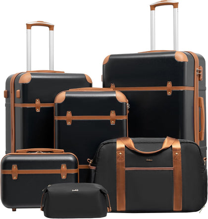 Luggage Set 6-Piece Suitcase Set Carry On Luggage PC Hardside Luggage TSA Lock Spinner Wheels Telescopic Handle