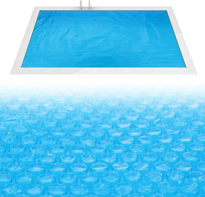 8.5x5.5 Ft Rectangle Solar Pool Cover for Above Pools, Blue Bubble Insulation Blanket for Heating, Heat Retention