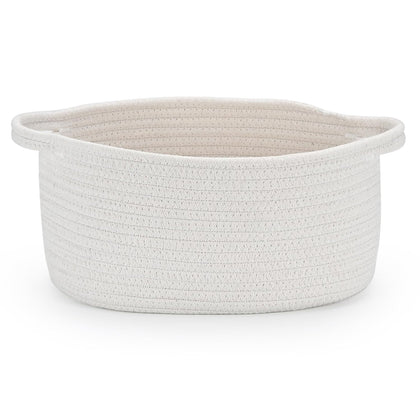 Medium Woven Cotton Rope Basket with Handle Empty Decorative Gift Basket for Baby Shower, Graduation, Father's Day