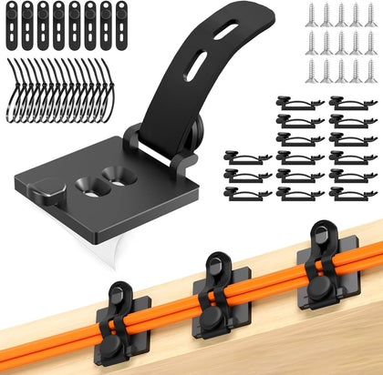 Cable Clips Management Kit, 15 Cable Holder With Silicone Cord Ties, 15 Nylon Zip Tie, Extra 15 Screws & 8 Adjustable