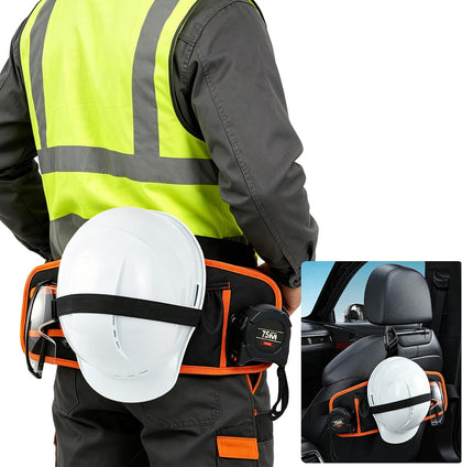 Hard Hat Holder for Truck, All-in-One PPE Organizer with Vest Pouch, Safety Glasses Clips,Earplug Pocket and Tape