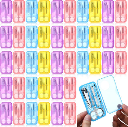 50 Sets Nail Clipper Set 4 in 1 Manicure Kit Bulk Adult Metal Travel Fingernail Manicure Set with Case Individually