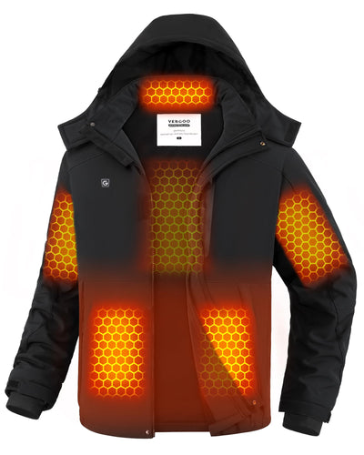 Graphene Heated Jacket for Men with 12V Battery Pack Winter Outdoor Soft Shell Electric Heating Coat, Men's Black L
