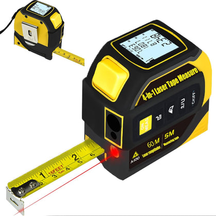 tape measure 4-in-1 laser Digital Measuring Tape & 60m/197ft Laser Distance Meter & with 16ft/5m & Crosshair markings