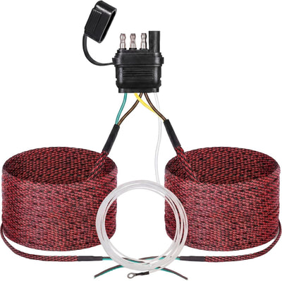 25FT Trailer Wiring Harness, 4-Pin to 5-Wire Adapter, Copper Wire
