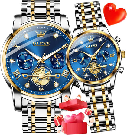 Couple Watch His and Her Set Matching Watch Mens Womens Diamond Romantic Valentine’s Day