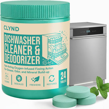 Dishwasher Cleaner and Deodorizer Tablets - 24 Pack Deep Clean Dishwasher Cleaning Tablets, Heavy Duty Streak-free