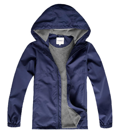 Boys Girls Waterproof Hooded Jackets Fleece Lined Rain Jackets(Navy,8-9)