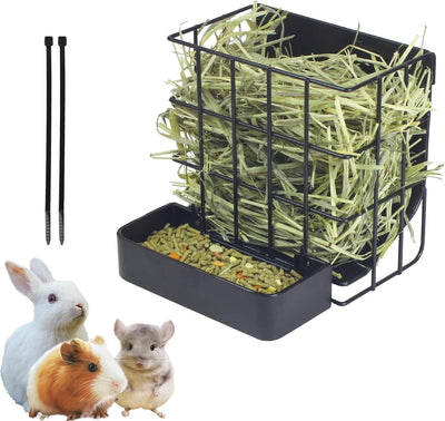 Rabbit Hay Feeder Guinea Pig Hay Feeder, Hay and Food Holder with Hook Heavy-Duty Metal Frame Hay Rack,for Bunny