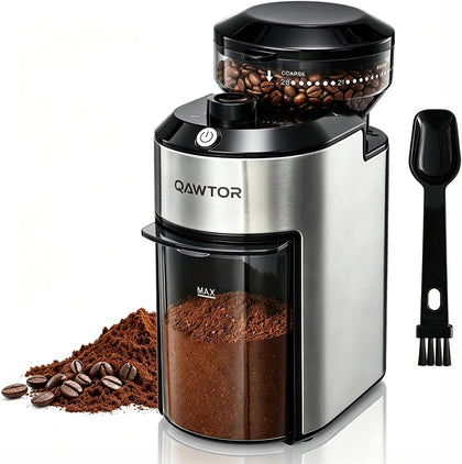 Electric Burr Coffee Grinder with 28 Precise Grind Settings, 2-12 Cup Auto-Stop, Flat Burr Coffee Bean Grinder for