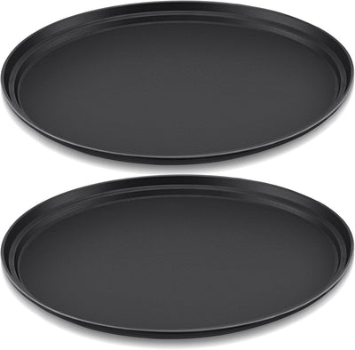 2 Pcs Restaurant Serving Trays Oval, 25 x 20 Inch, Black