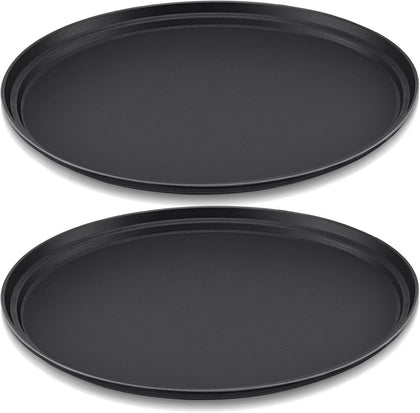 2 Pcs Restaurant Serving Trays Oval, 25 x 20 Inch, Black