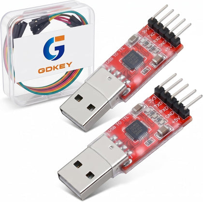 2PCS CP2102 Serial Adapter USB to TTL, 3.3V 5V Compatible Converter Module