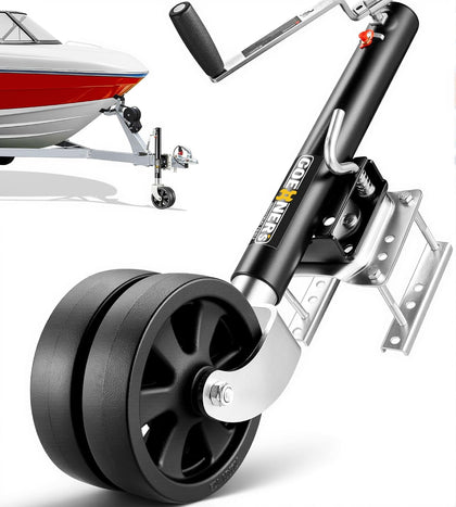Upgrade 2.0 2000LBS Boat Trailer Jack – Professional Galvanized 8″ Dual-Wheel Swivel Tongue Jack with Detachable