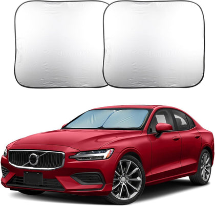 2 Piece Foldable Car Windshield Sun Shade – UV & Heat Protection, Interior Cooling, Durable Upgraded Design, Easy